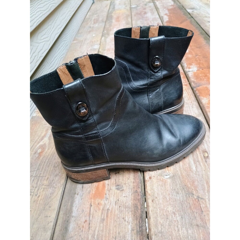 Coach Georgetta Black Ankle Boots Turn Lock Detail Sz 8.5 B